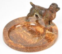 Art Deco likely Austrian cold painted bronze model of a Spaniel dog, on a brown marble or similar