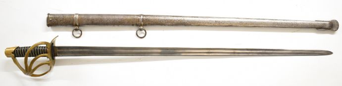 Replica of a 19th century French Napoleonic era Cuirassier / Heavy Cavalry pattern sword, the 95cm