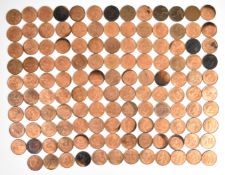 Approximately 130 George V and George VI pennies to include 1922, 1937, 1938 and 1939, appear