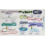 Fourteen beaded necklace including lapis lazuli and silver, sapphire, two ruby, aquamarine,