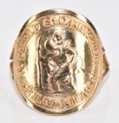 A 9ct gold St Christopher ring, 4.1g, size I/J