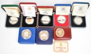 Eight silver coins, mostly relating to the Channel Islands including silver proof examples, Royal