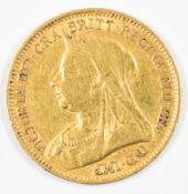 1893 Queen Victoria gold half sovereign with veiled head