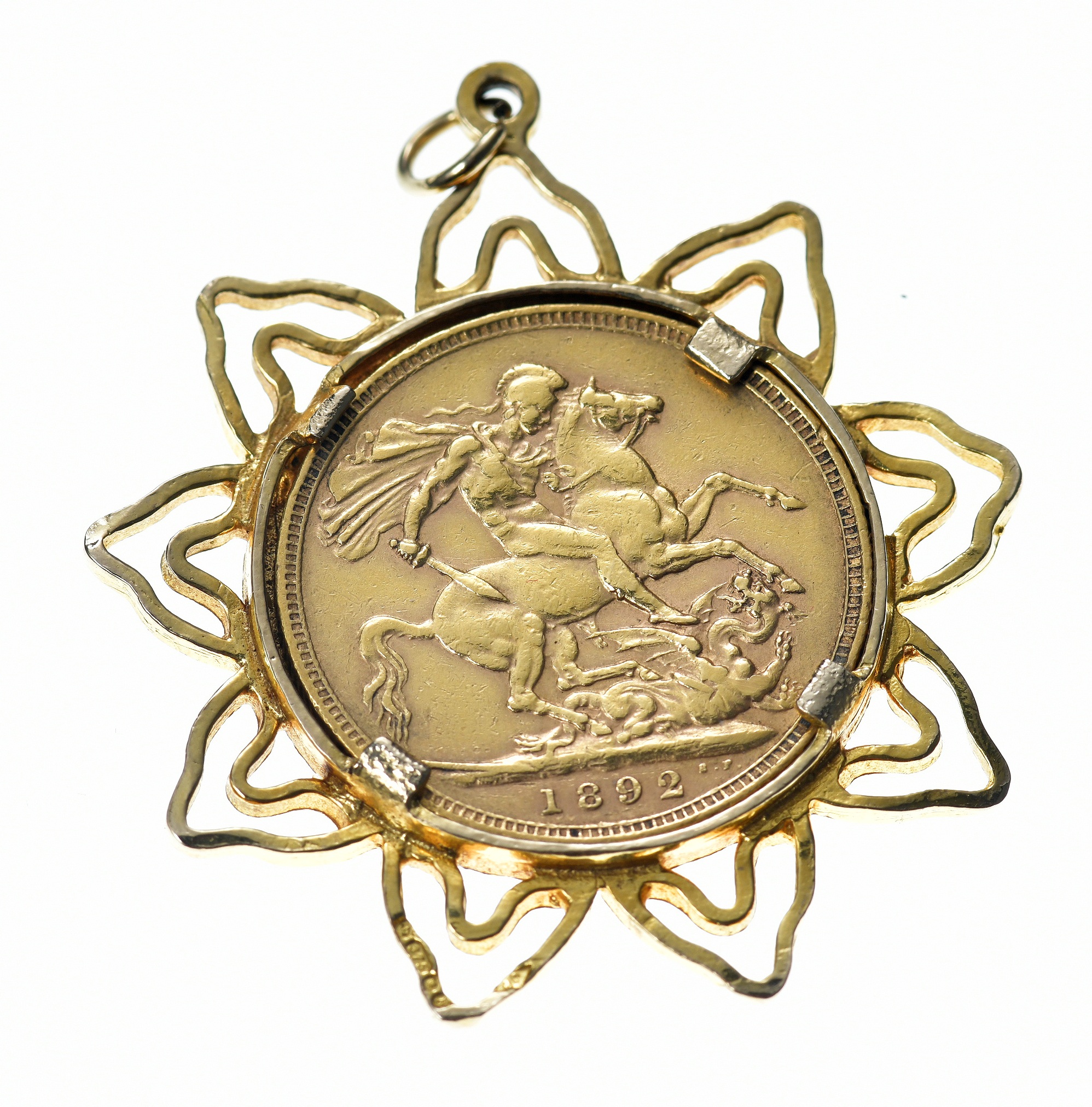 1892 gold full sovereign in 9ct gold mount, 12.2g - Image 2 of 2