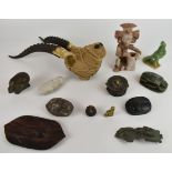 Antiquities and similar style items including Egyptian scarab beetles, faience figure, bust, South