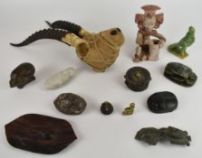 Antiquities and similar style items including Egyptian scarab beetles, faience figure, bust, South
