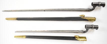 Two British 1853 pattern socket bayonets comprising socket bayonet for a Snider rifle with 43cm