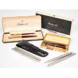 Parker and Conway Stewart fountain and ballpoint pens and propelling pencils comprising Parker 61