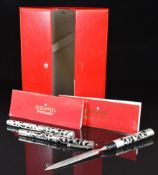 Sheaffer Nostalgia silver overlaid fountain and ballpoint pen and paper knife set, each with