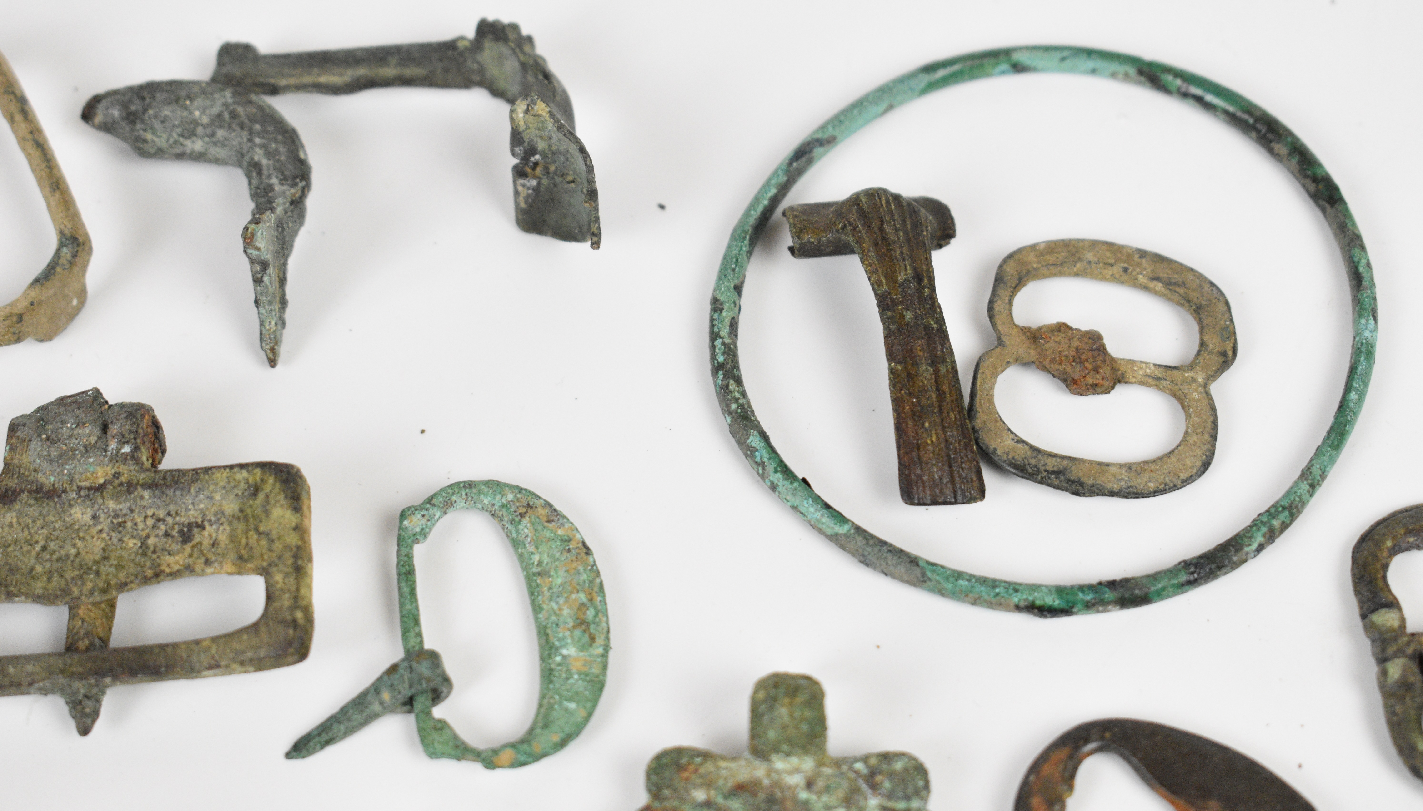 Metal detector finds, Roman onwards including buckles, figures, bangles, cloak pins, bronze and - Image 7 of 8