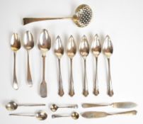 Georgian and later hallmarked silver cutlery to include a Georgian sifter ladle, Victorian Dublin