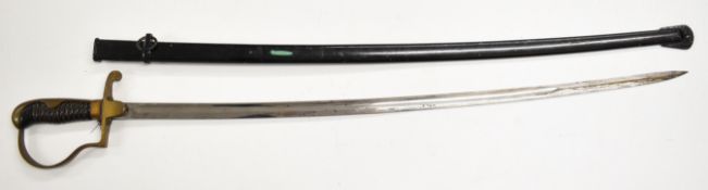 German WW2 Calvary NCO's Ordnance Issue sword with 80cm single edged single fullered blade, E.&F