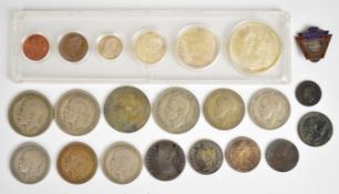Approximately 127g pre 1947 British silver coinage to include a Victorian Gothic florin,