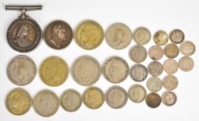 Approximately 129g pre 1947 and 26g pre 1920 British silver coinage to include an 1836 William IV