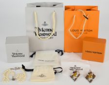 Louis Vuitton pair of earrings in original box and a Vivienne Westwood faux pearl necklace in