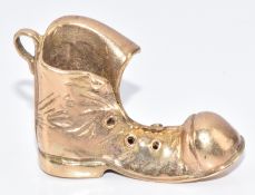 A 9ct gold charm in the form of a boot, 6.2g, 1.7 x 2.5cm