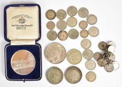Approximately 94g pre 1947 British silver coinage to include a 1937 crown, 6g pre 1920 British