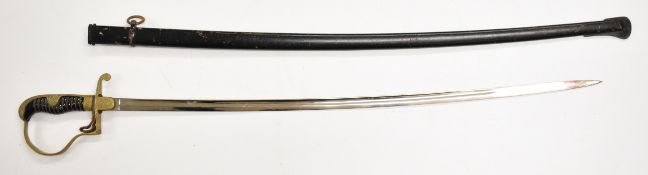 German WW2 period Officer's sword with 77.5cm single edged single fullered blade, E.&F Horster,