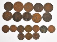 A collection of twenty mainly early 19thC provincial halfpenny and farthing trade tokens