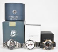 Three gentleman's chronograph wristwatches comprising Casio Edifice ref. EF-547, Citizen Eco-Drive