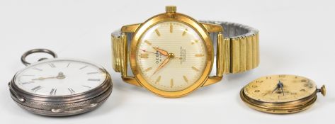 Oebra gold plated automatic gentleman's wristwatch, Smiths De Luxe movement, dial and 9ct gold