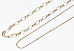 Two 9ct gold chains, 5g, 41 & 45cm