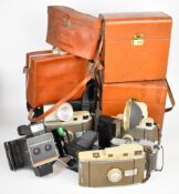 Six Polaroid cameras comprising three 800, one 80 an SX-70 SE Sonar autofocus and a Miniportrait,