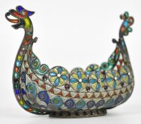 Marius Hammer silver gilt and plique-à-jour enamel Viking boat, signed and impressed 925 to base,