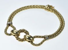Italian 18ct gold designer bracelet of fancy links by Ronco, 16.9g, 19cm