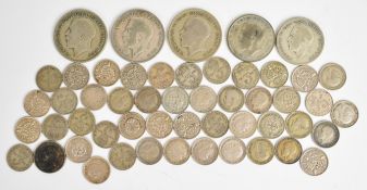 130g pre 1947 British silver coinage to from half crown to 3d