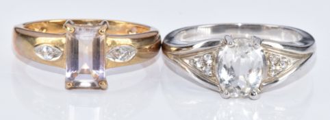 A 9ct gold ring set with ametrine and topaz, with certificate and a 9ct white gold ring set with