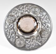 Victorian silver kilt pin / brooch set with a large smoky quartz 4cm in diameter and with embossed