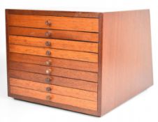 Mahogany coin or similar collector's chest of nine drawers, W31.5 x D38 x H26.5cm