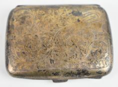 George V hallmarked silver cigarette case of curved form with engraved decoration and gilt interior,