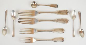 Georgian, Victorian and later hallmarked silver cutlery to include a pair of fiddle pattern table