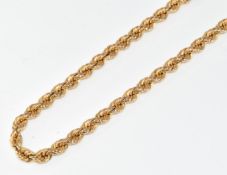 A 9ct gold rope twist necklace, 10.4g, 52cm