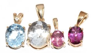 Four 9ct gold pendants set with topaz, ,5.5g