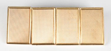 A pair of 9ct gold cufflinks with engine turned decoration, 10g