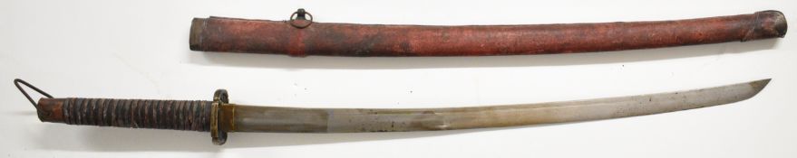 Chinese sword made in the style of a Japanese Katana with approximately 70cm single edged blade,