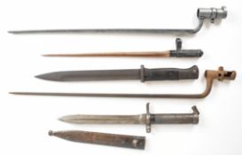 Five bayonets including Swedish m1896 bayonet with 20.5cm blade, EJ AB maker's mark and numbered