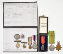 WW1 and WW2 medals and badges comprising 1914-15 Star named to SE-1572 Pte O. F. Lausch (Oliver