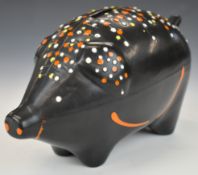 Aldo Londi for Bitossi mid century modern piggybank with enamelled spot decoration, H12cm