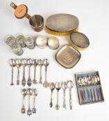 Hallmarked silver and other silver items to include pair of hallmarked napkin rings, two