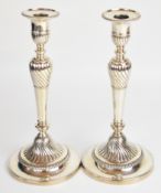 Pair of Georgian hallmarked silver candlesticks with wrythen decoration, Sheffield 1802, maker