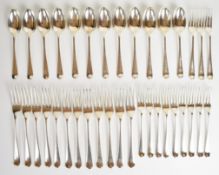 Elkington & Co Ltd canteen of rat tail pattern cutlery comprising 12 each of table forks, dessert