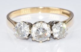 A 14k gold ring set with a cubic zirconia, 3.25g, size S