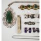 A collection of silver jewellery including two pairs of cufflinks, pair of pressed amber earrings, - Image 2 of 4