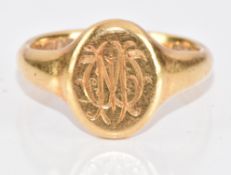 Art Deco 18ct gold signet ring, Birmingham 1929, 7.4g, size M