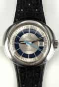 Omega Dynamic automatic wristwatch with date aperture, luminous hour and minutes hands, pale blue