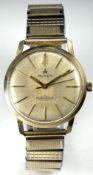 Buren Super Slender 14ct gold gentleman's automatic wristwatch with gold hands and baton hour